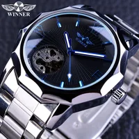 

Winners blue transparent skeleton relojes men's watch top brand luxury automatic mechanical clock reloj hombre Swiss watch