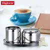Highwin Factory Stainless Steel Sugar Pot Sugar Bowl with Spoon and Tray Set