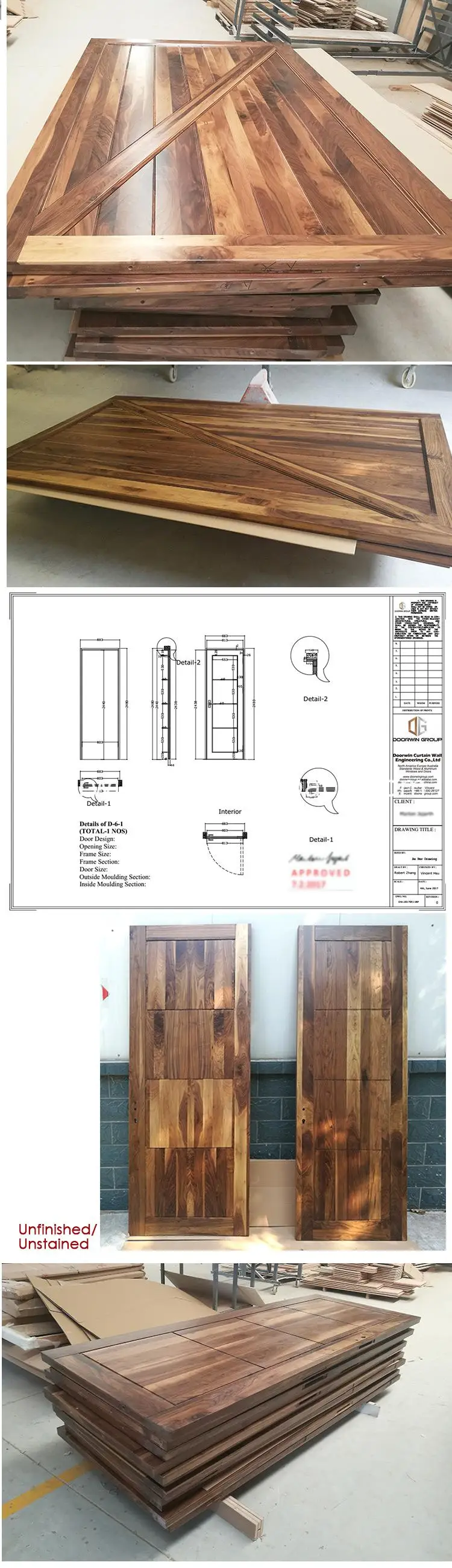 Good quality double wood doors exterior chinese wooden door antique solid
