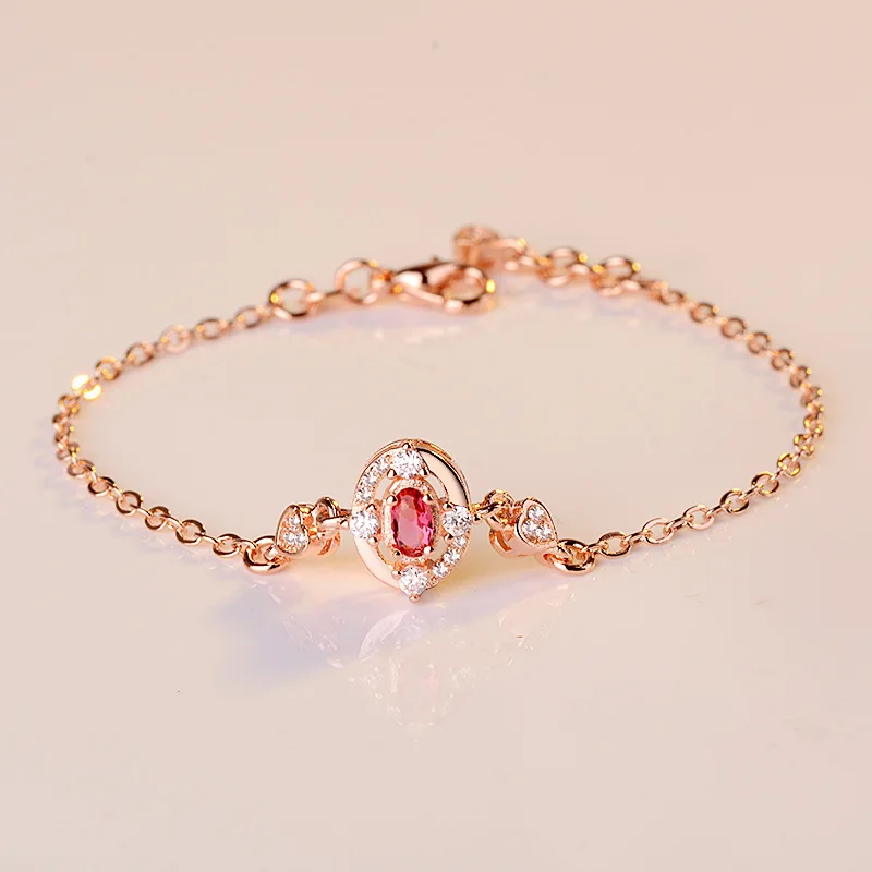 

Dropshipping 14K Rose Gold Ruby Jewelry Red Bracelet Pulseira Feminina Bizuteria Jade Bracelet joyas finas bulsera de mujer