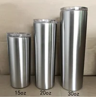 

30oz stainless steel skinny tumblers double wall insulated straight water cups wine tumbler with lids and straws