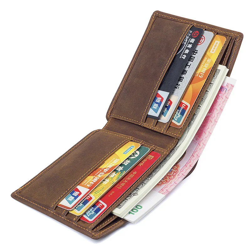 

R-8165R China Factory OEM Shopping Mens Wallet Genuine Leather In Stock, Brown