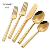 

DEACORY Wholesale unique designed stainless steel wedding flatware gold cutlery set