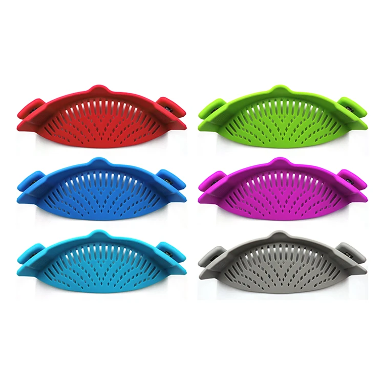 

Heat Resistant Easy To Use And Store Clip-On Snap Strainer Kitchen Food Strainer For Noodles And Vegetables, Red,sky blue,blue,green,gray,purple