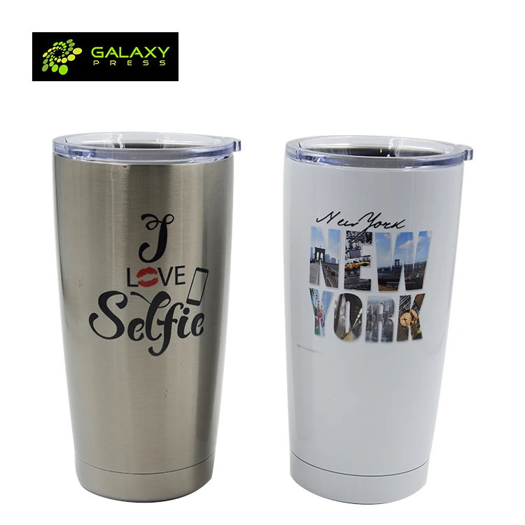 

Custom New Style Sublimation Non-toxic 20oz Stainless Steel Vacuum Travel Tumbler Bottle, Silver, white