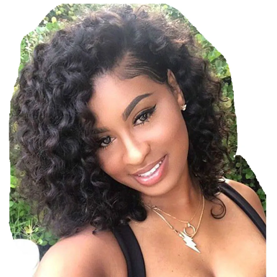 

16Inch Women's bob hair style Brazilian Human Hair Wet And Wavy Full Lace Human Hair Wigs for Black Women Brown Color On Stock