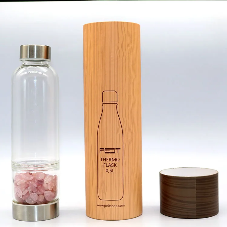 

Rose Quartz Crystal Amethyst Quartz Inserts Crystal Elixir Water Bottle, Customized color