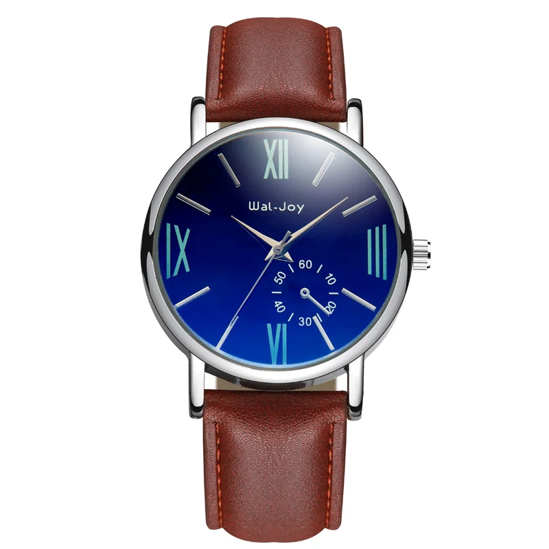 

WJ-8102 Hot Selling Blue Face Men Quartz Watches High Quality Leathetr Band Wrist Watches Nice Looking For Young People, Mix