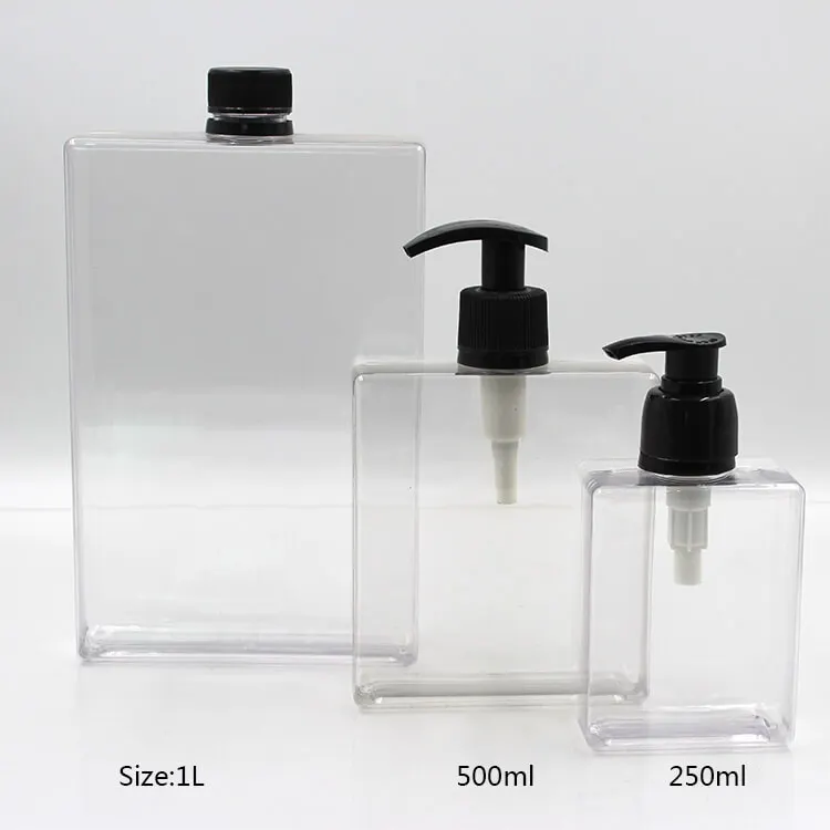 Rectangular 250 Ml 500 Ml 1 Liter Plastic Pump Bottle For Shampoo Buy Rectangular Plastic Bottles Rectangle Plastic Bottle Plastic Container For Shampoo Product On Alibaba Com