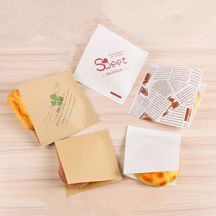 Custom logo greaseproof paper pocket bag for donut packing
