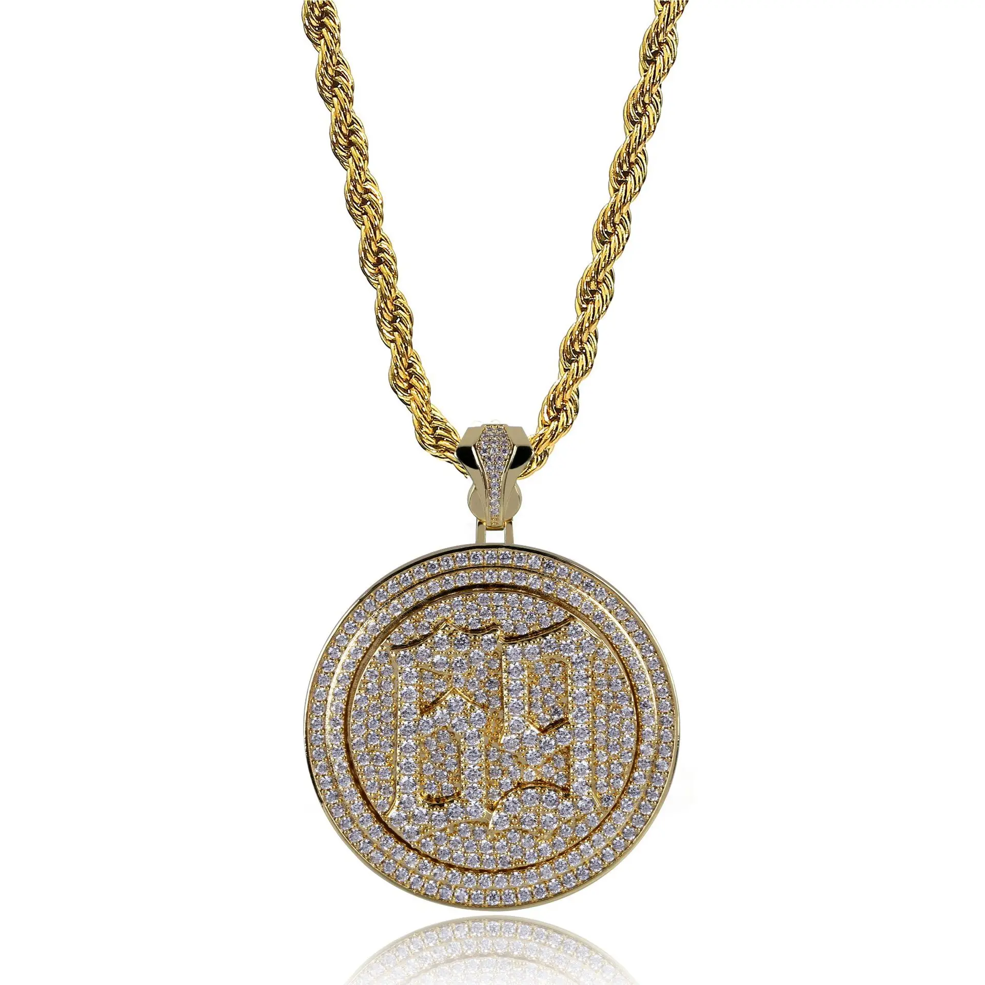 

INS Nethong 6ix9ine Rapper Pendant Zircon 69 Revolving Disc Necklace, Gold,silver
