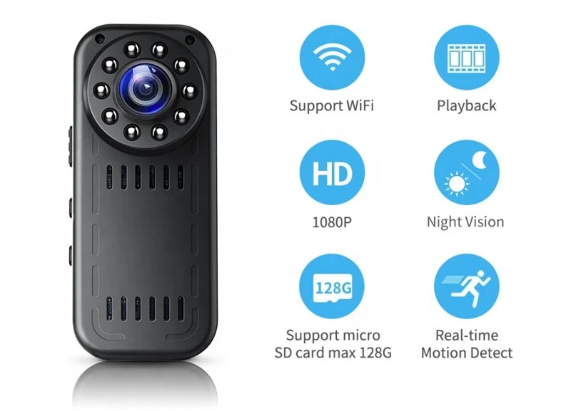 FREDI WiFi Mini Camera 1080P 2.0MP Portable Wireless IP Home Security Camera