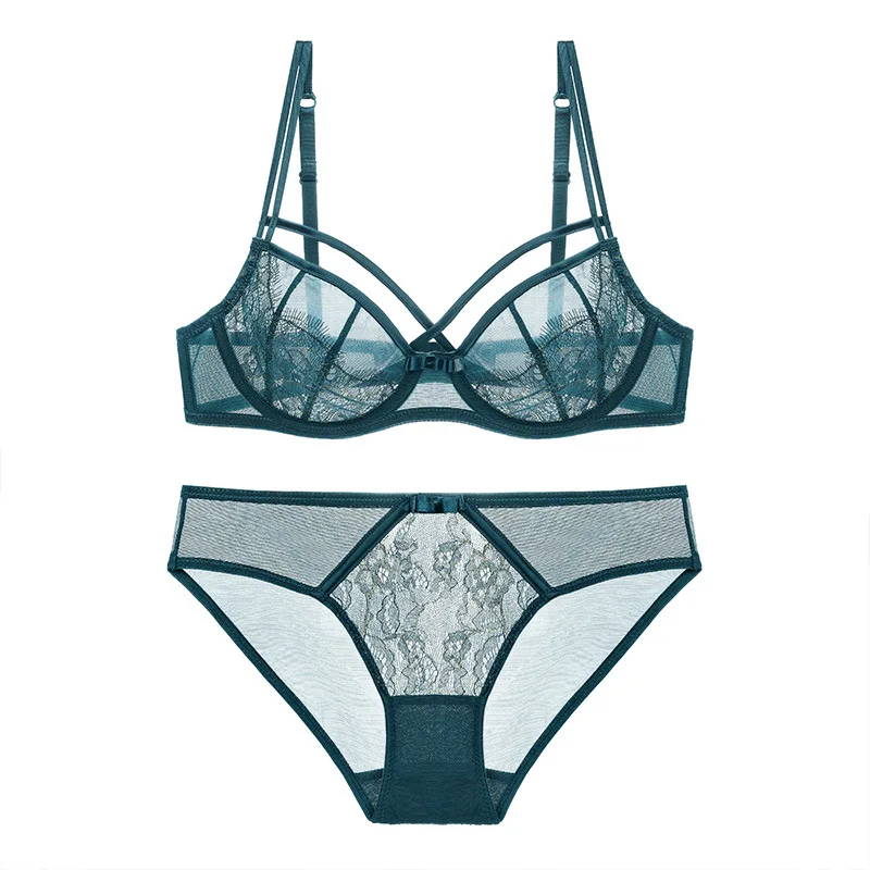 

Lingerie Female Hot Briefs Women Tempting Comfortable Ultra-Thin The 3/4 Cup Lace Sexy Bra Set