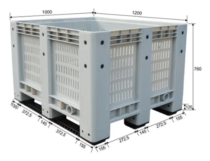 Heavy duty hdpe solid rigid mega stackable plastic pallet bins for sale