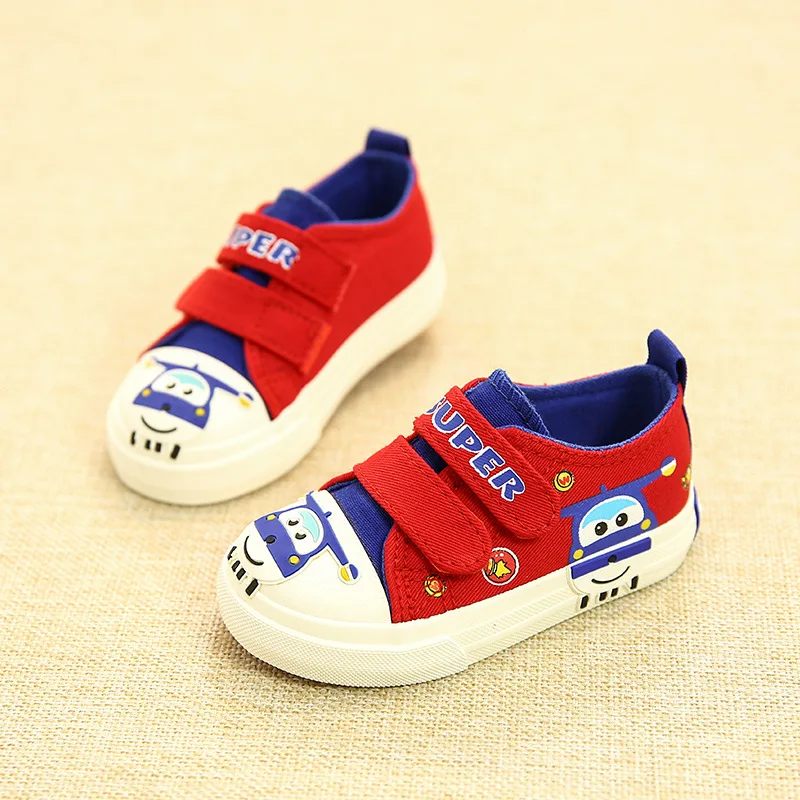 

Fashion cartoon boy kids canvas shoes 2018, Red/orange/blue/rose