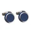 Dark Blue Carbon Fiber Business Style Stainless Steel Cufflinks