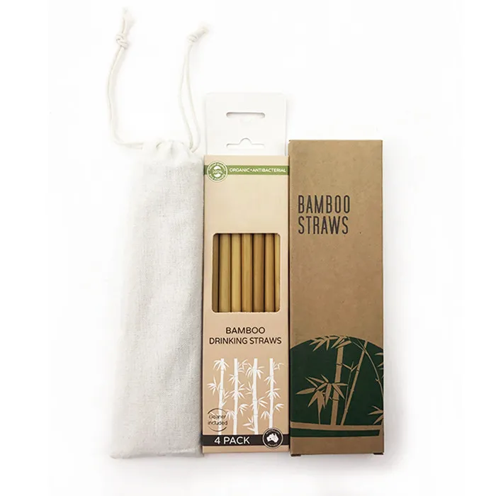 

Natural reusable organic and non-toxic set with custom logo Bamboo Drinking Straw, Yellow or green