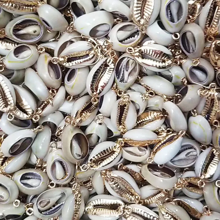 

JF8706 Natural Cowry Shell Charms, Sliced Shells,Natural Seashell Cowrie Connectors