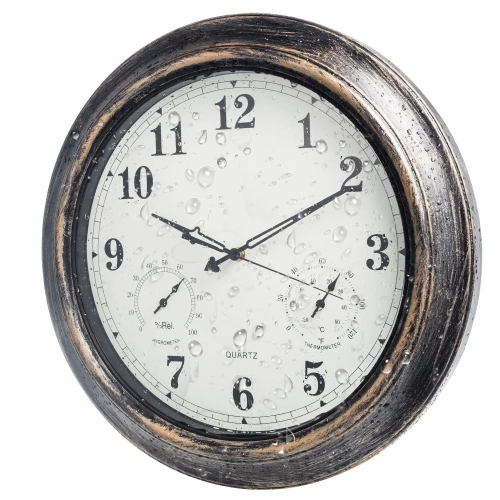 18 Inch Large Metal Frame Garden Wall Clock Outdoor Waterproof Clock