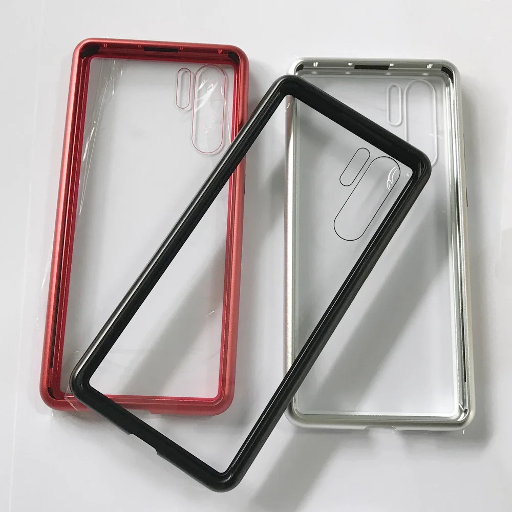 Magnetic full Tempered Glass cover For Huawei P30 P30Lite P30Pro flip cell phone Metal case In stock
