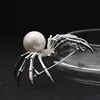 Rinhoo Jewelry spider pearl brooch pin