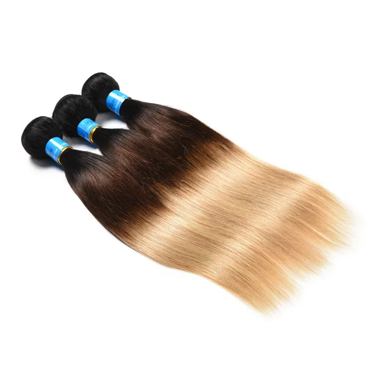 

Cuticle Aligned Raw Virgin Hair Vendor Wholesale 1B/4/27 Brazilian Human Hair Straight Ombre Hair Weave Bundles