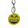 Wholesale rhinestone keyring emoji smile face floating cute keychain with rhinestone