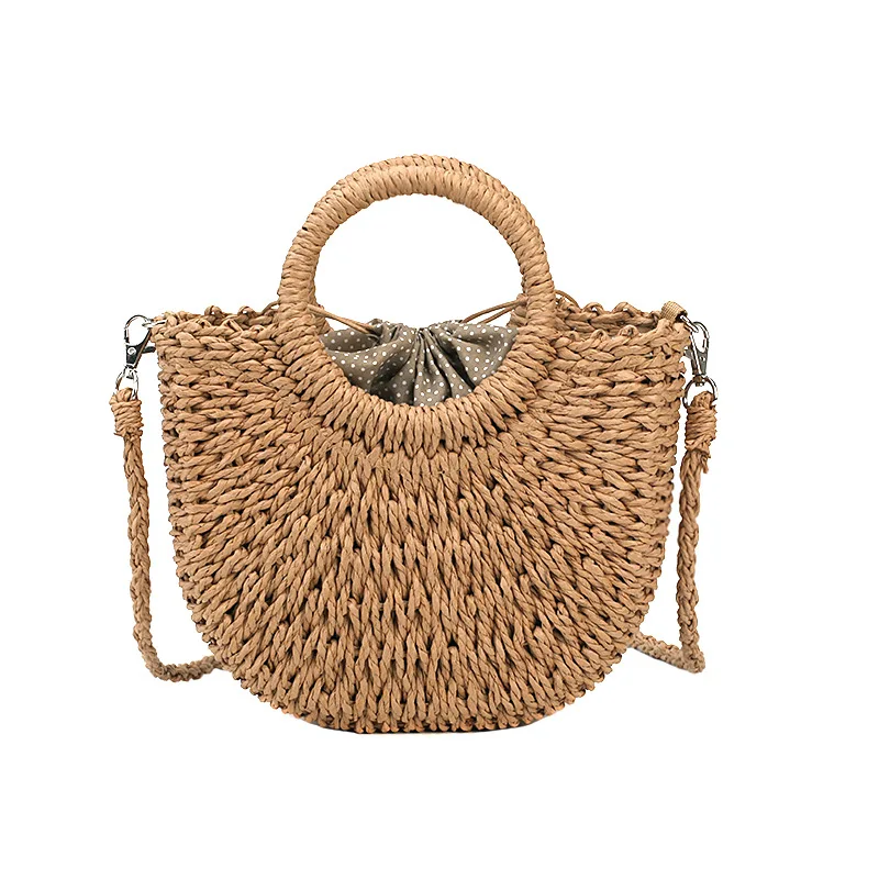 

Fashion Plaited Article Tote Handbag Shoulder Beach Straw Bag For Women, 2colors