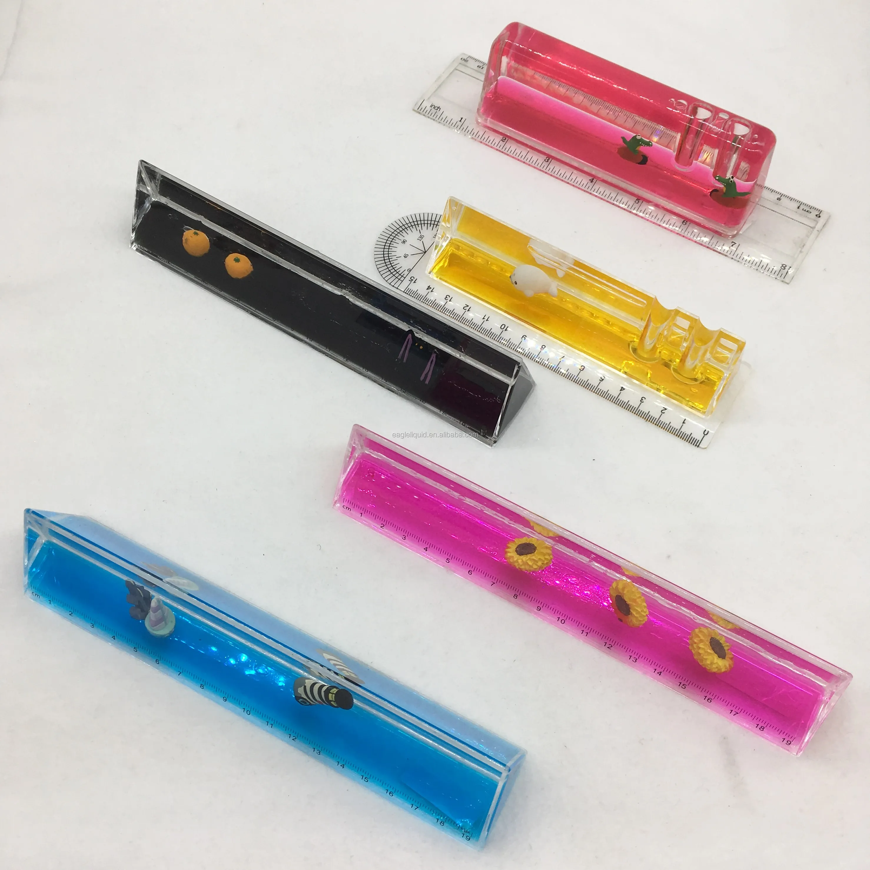 Acrylic Liquid Filled Aqua Ruler Triangle Ruler Stationery With