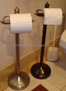 Free Standing Toilet Paper Holder Stand Satin Nickel Finish Unique