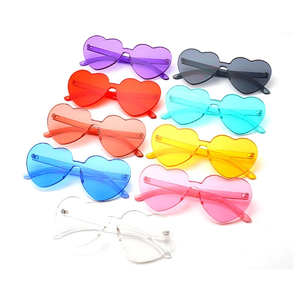 

DLC9027 Plastic Heart Shaped Sunglasses Rimless Promotion Glasses