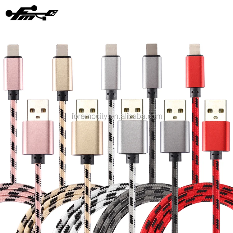 

braided cable High Quality mobile phone 2A data cable usb for iphone, White;black;gold;gray;red;pink
