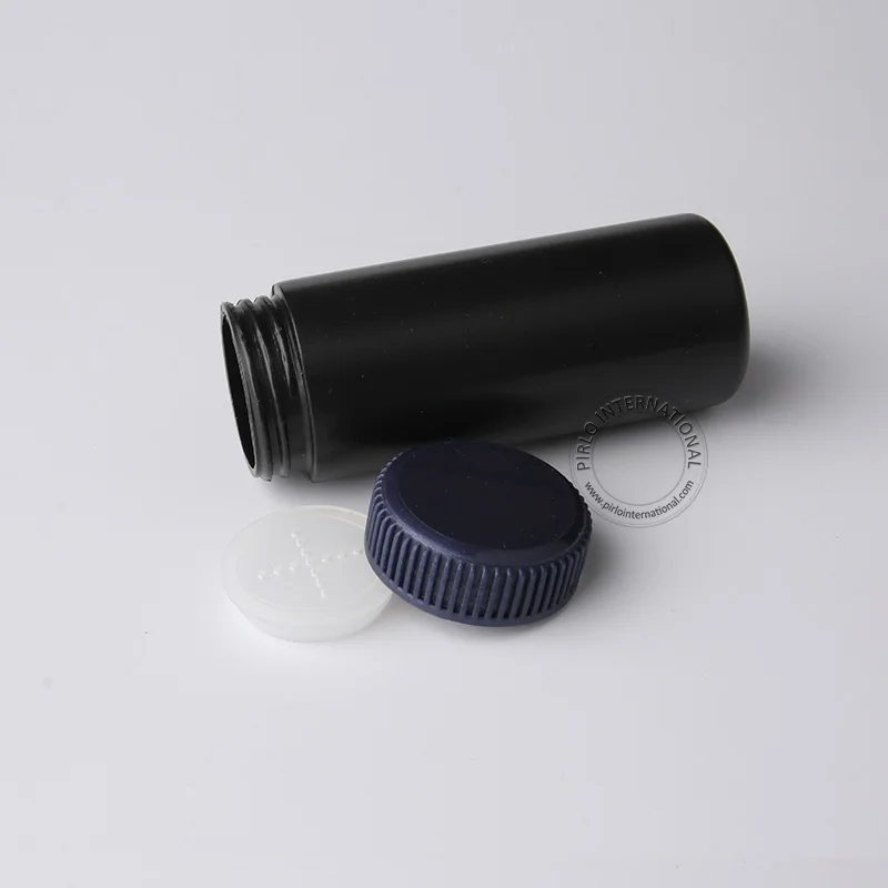 60ml 2oz Black Plastic Tubular Round Bottles For Talcum Dry Powder