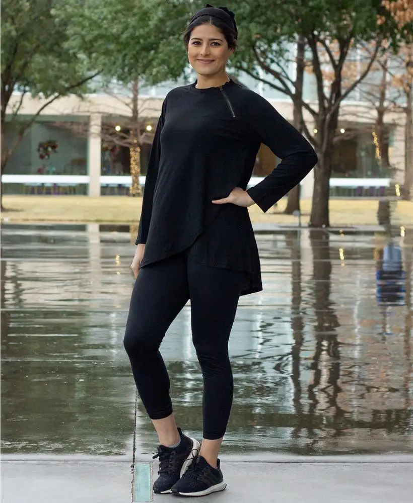 

2019 high quality Islamic Modest Workout Top Activewear High Low yoga top, Blue