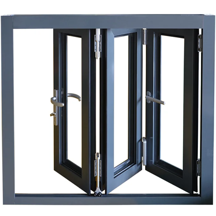 Leveling Opening Aluminum Folding Windows , Bifold Bay Window ISO14001