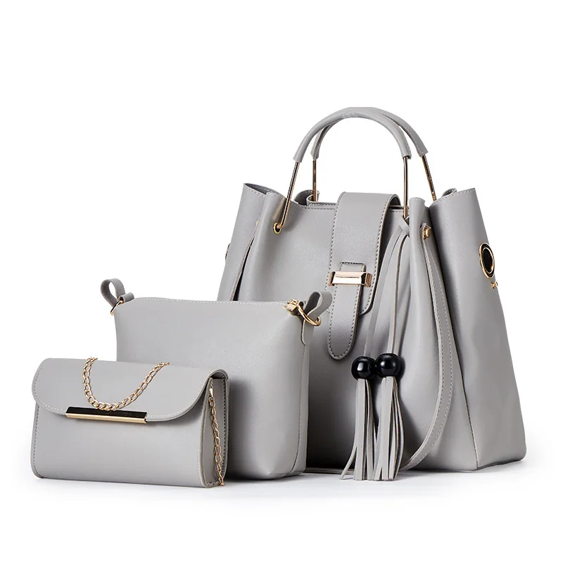 

2019 Fashion Women Bucket 3 Set Handbag Single Shoulder 3 Pcs Handbag, As shown