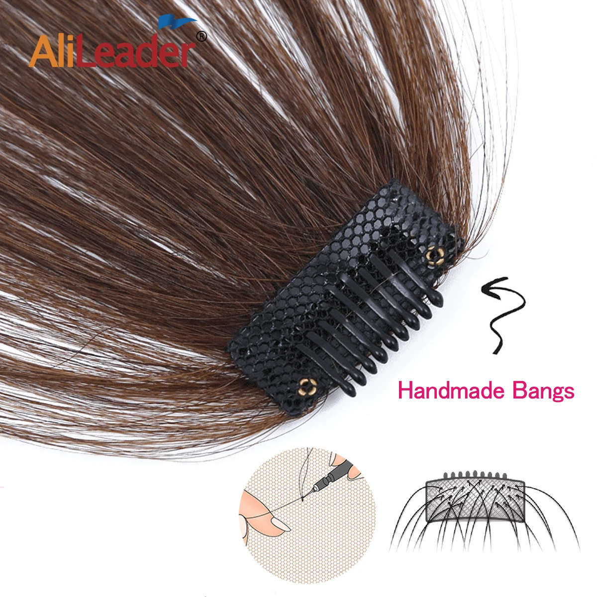 Alileader Clip In Air Bangs Human Hair Bangs Clip On Real Hair Flat