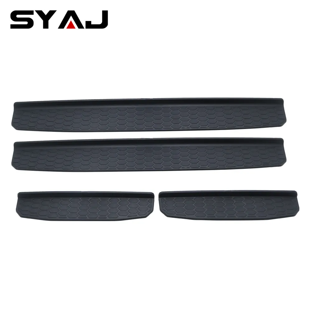 

New Car Door Sill Scuff Plate Guards For J-eep Wrangler JL 2018 2019 Accessories Parts, Black