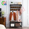 /product-detail/entryway-coat-display-rack-vintage-metal-and-wood-hall-tree-with-storage-bench-shoe-rack-62025566499.html