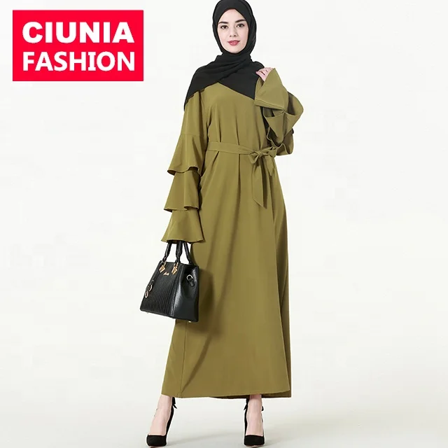 

9073# Pleated ruffle dresses modest women clothing islamic clothing abaya muslim dress, As shown/customized