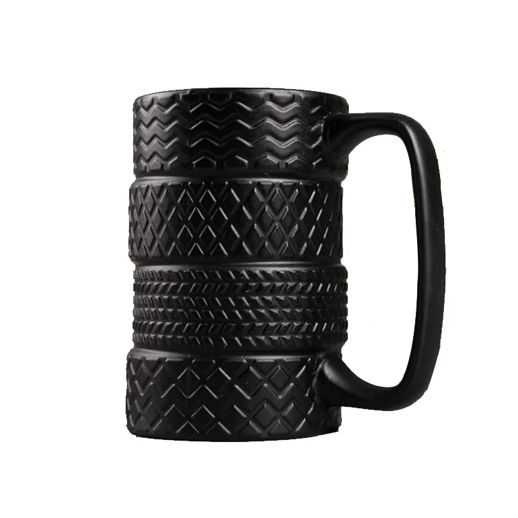 

Creative Tire modelling black big capacity ceramic beer coffee water mug