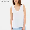 Blended cotton and linen jersey Scoop neckline Curved Sleeveless womens singlet custom