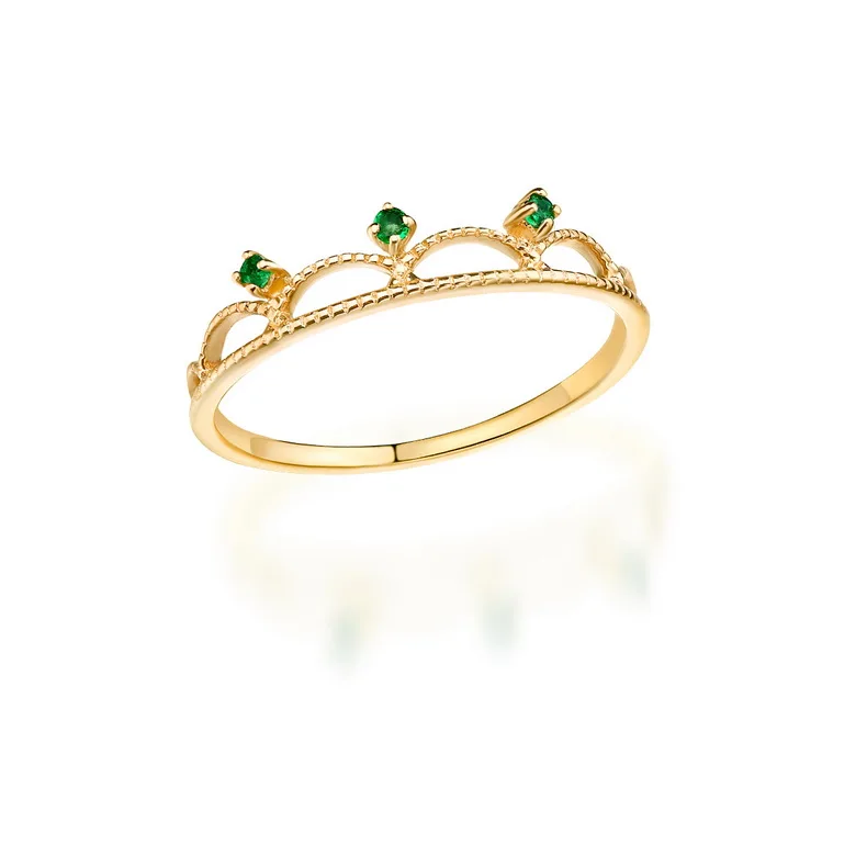 

14k solid gold jewelry triple emerald gram gold ring