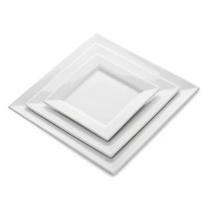 Image of Factory price porcelain plates sets western style porcelain plate durable restaurant square white crockery plates