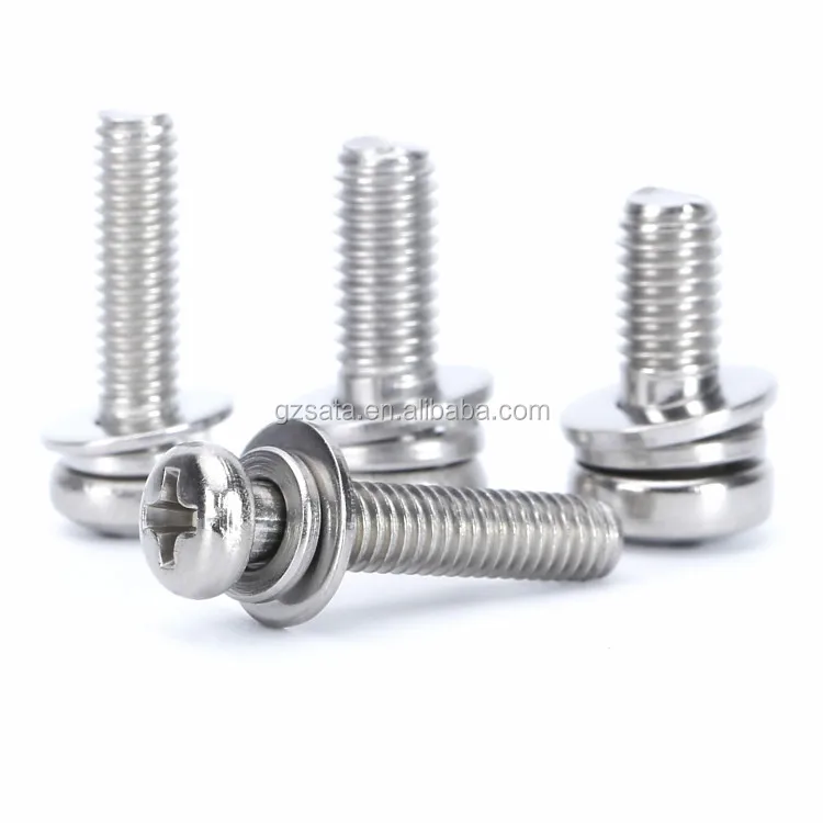 Stainless Steel Pan head Phillips Machine Screws with Washer Attached