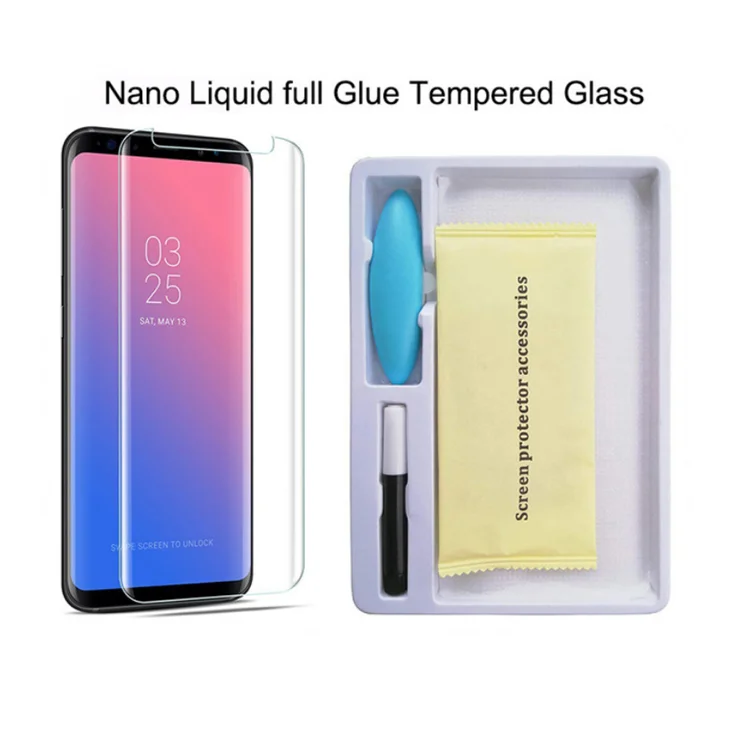 

UV Light Liquid Full Glue 3D Tempered Glass Screen Protector for Samsung Galaxy S8 S9 Plus