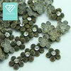 Elegent Flower With Rhinestone Centered Wholesale Iron On Hot Fix Copper Metal Stud For Clothes