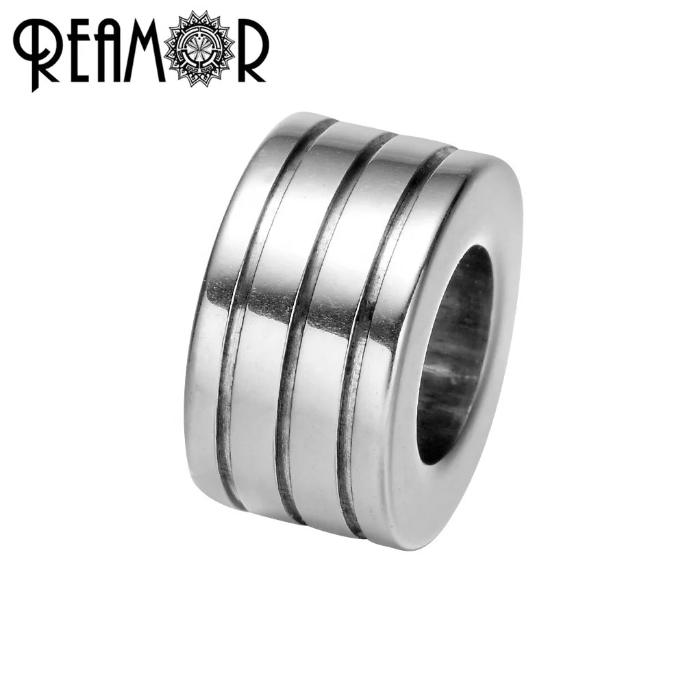 

REAMOR 316L Stainless steel 6mm Blue Black Cylinder Spacer Beads Charms Fit DIY Bracelet Jewelry Making Wholesale