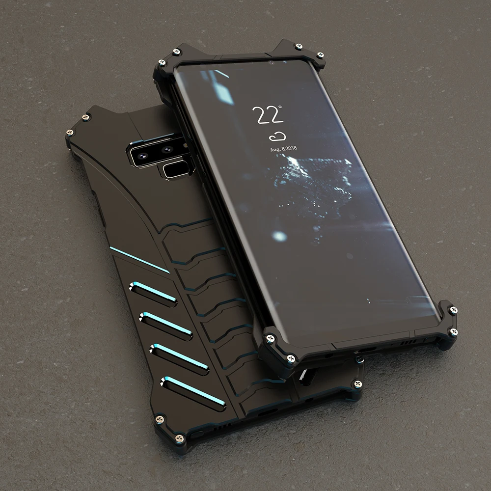 

R-JUST Batman Galaxy Note 9 Armor Aluminum Hard Metal case for Samsung Note 9 Case shell Shockproof Cover, Black