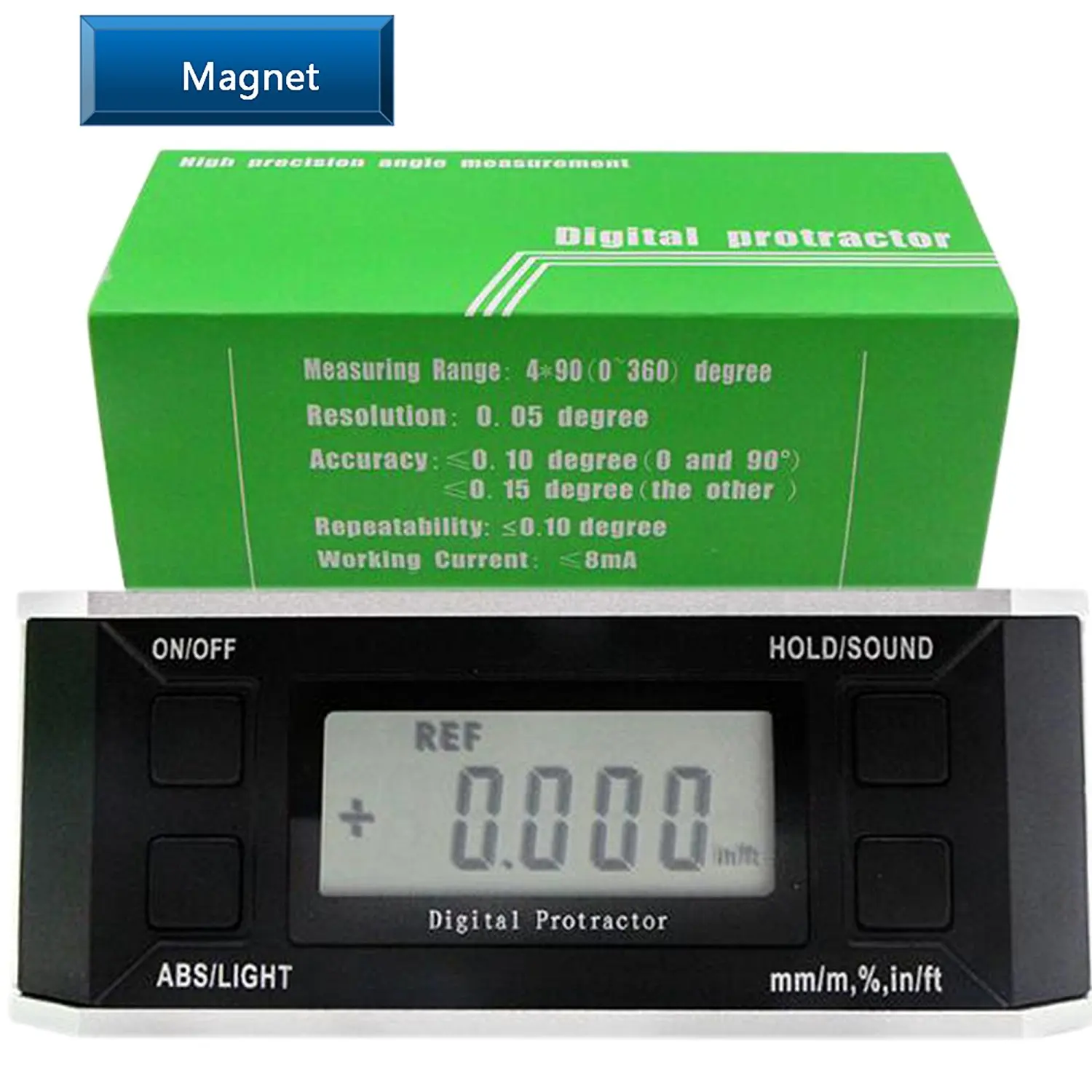 Digital Protractor Inclinometer With Magnet illuminate Angle Meter Cube Gauge